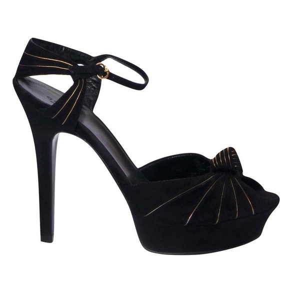 GUCCI Suede Black and Gold Knot Platforms | 7.5 - Picture 15 of 16